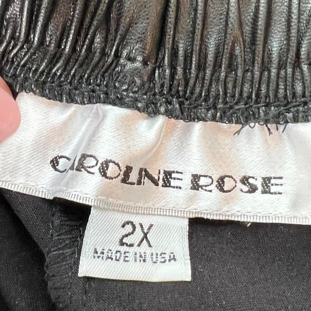 NWT Caroline Rose Skinny Pants Plus Size 2X Black Faux Leather Pull On Casual - Picture 7 of 11
